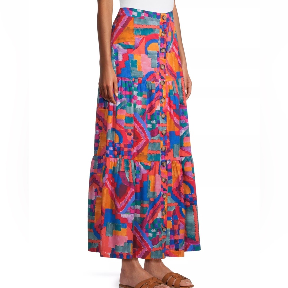 NWT Johnny Was Summer Daydream Poplin Tiered Maxi Skirt - Picture 4 of 9